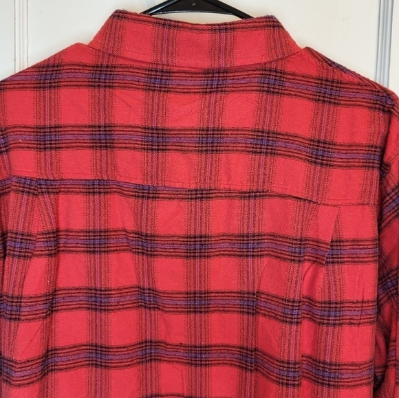NWT Lamiel by Hyped Unicorn Med Distressed Flannel red plaid "Run Away With Me" - Picture 8 of 12